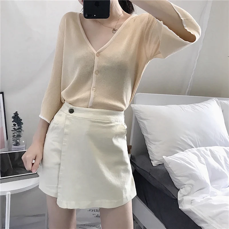 Women Skirt 2019 Trend High Waist Korean Style Loose Casual Wide Leg Shorts Skirts Elegant Safety Fashion