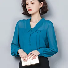 Korean Fashion Chiffon Shirt for Women V-neck Blouses Shirt Plus Size Blusas Mujer De Moda Office Lady Long Sleeve Blouse Tops Korean Fashion Chiffon Shirt for Women V-neck Blouses Shirt Plus Size Blusas Mujer De Moda Office Lady Long Sleeve Blouse Tops