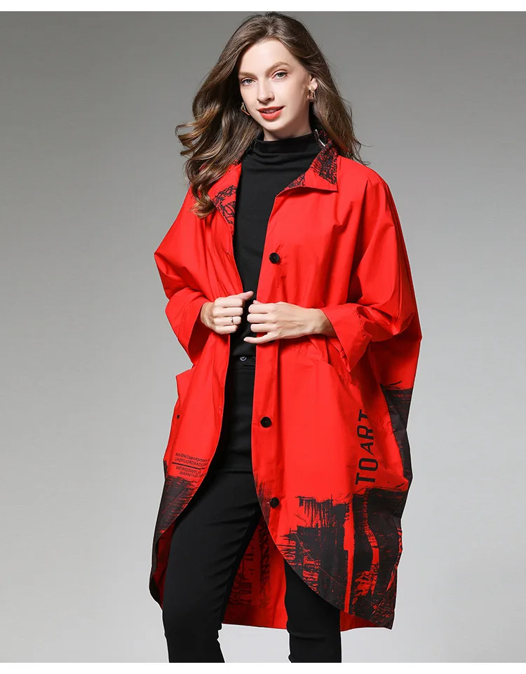 4 цвета осеннее женское длинное пальто с отложным воротником в форме кокона верхняя одежда с печворк большие карманы Размер XL-4XL черный красный синий зеленый