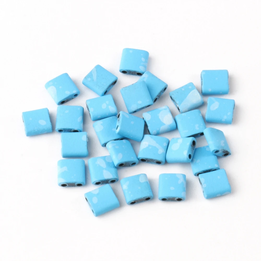 Natural Matte Hematite Stone Two-Hole Spacer Beads