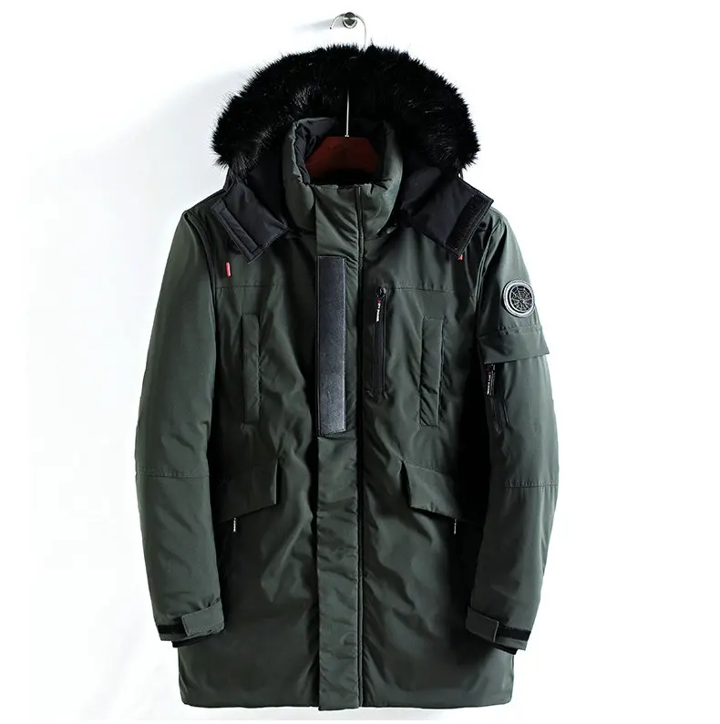 Nice Winter Coat Men Windbreaker Fur Hooded Thicken Jacket Men Streetwear Military Trench Coats Long Parka Jaqueta Masculina