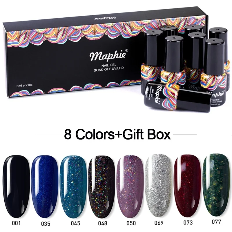 Maphie 8Pcs/Lot Nail Gel Manicure Kit With Gift Box Thermal Color Change Cat Eye Magnet Stick Varnish | Красота и здоровье
