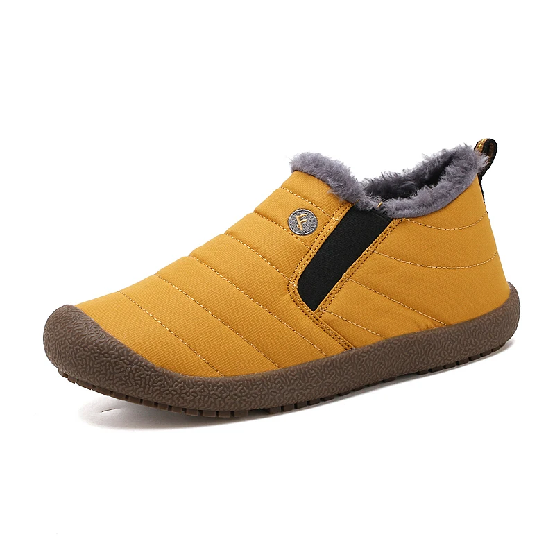 Толстая зимняя обувь из хлопка; теплая Уличная обувь для отдыха, увеличивающая рост; размер 46, 47, 48; парная хлопковая обувь; Водонепроницаемая Нескользящая Мужская обувь; размеры 45 - Цвет: yellow