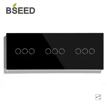 

Bseed EU Standard Touch Switch Capacitive Luxury 9Gang Wall Switch Glass Panel 2Way Touch Light Switch Black White Gold Backligh