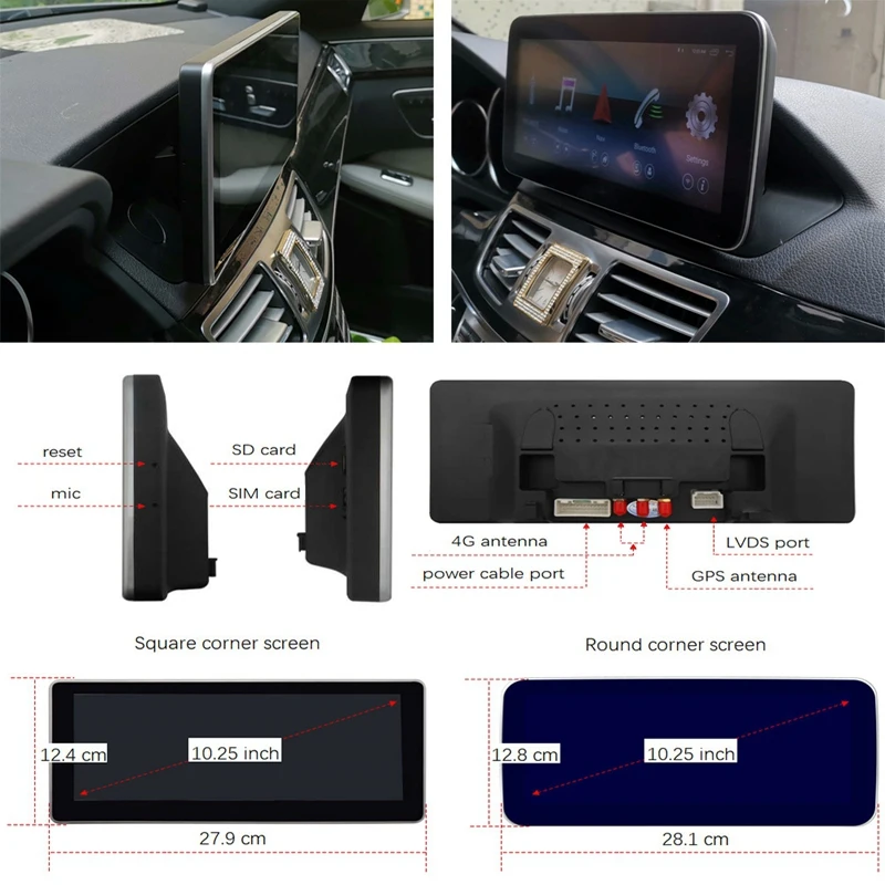 10,25 дюймов Android 8,1 6G+ 64G Автомобильный gps навигатор мультимедийный плеер Bluetooth WiFi Дисплей для Mercedes Benz E класс W212 2009