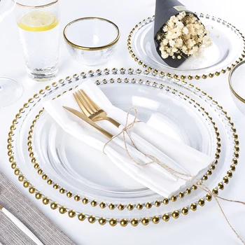 

Clear Glass Dinner Plates Exquisite Fruit Steak Plate Western Dessert Tray Creative Jewelry Desktop Decorative Tray Tableware