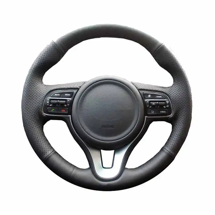 Черный кожаный чехол для рулевого колеса автомобиля ручной работы DIY для Kia K5 Sportage 4 KX5