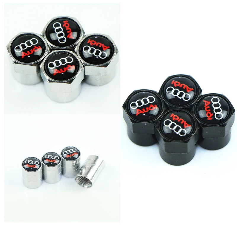 

4pcs Car Tire Wheel Valve Stem Caps protection cover car accessories For Audi a3 a4 a5 a6 a7 a8 b5 b6 b7 b8 c6 c7 c8 8v 8p
