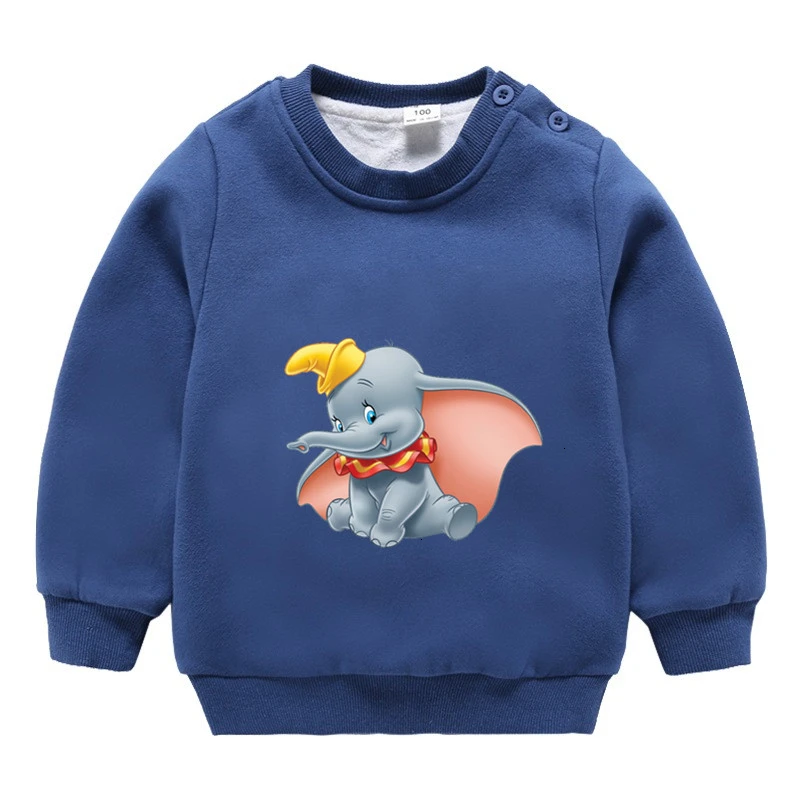 wholesale movie Dumbo winter Plus velvet Sweatshirt Boys Girls Funny lovely color Kid O-Neck Tops Children Cartoon Baby