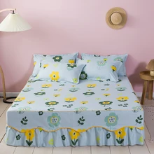 

Luxury Bed Skirt Bedspread on The Bed Foldable Fitted Sheet Bed Machine Washable Bed Covers for Queen King Size