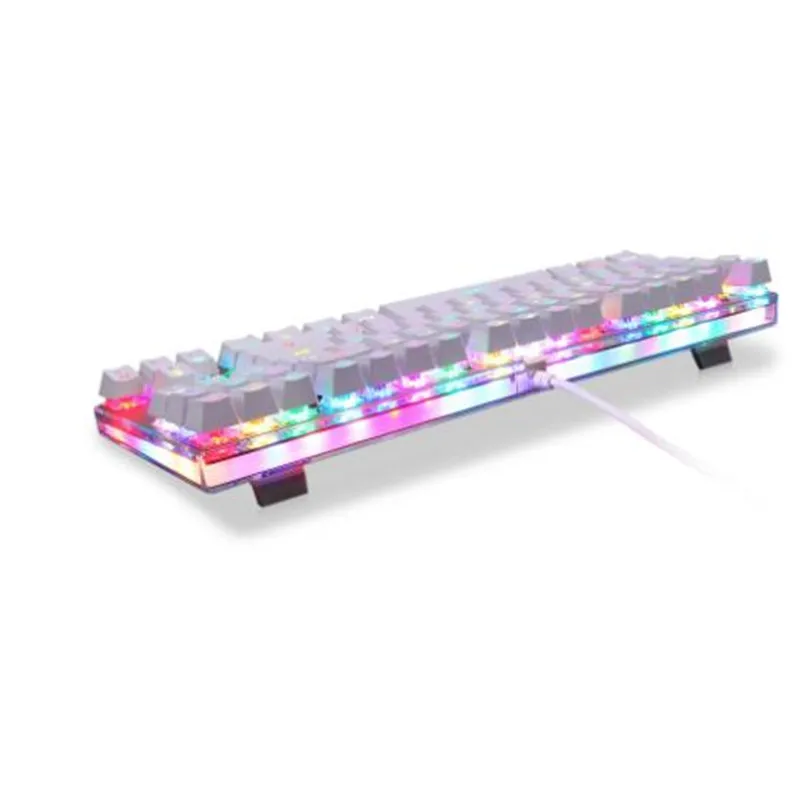 Motospeed K87S ABS USB2.0 Wired Mechanical Keyboard with RGB Backlight Blue Switch for Computer Gaming and Tying White 1.8mCable