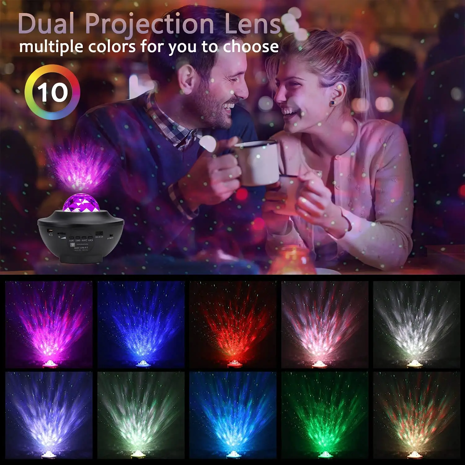 LED Star Ocean Wave Projector Night Light Galaxy Starry Sky Projector Night Lamp With Music Bluetooth Speaker For Childrens 2