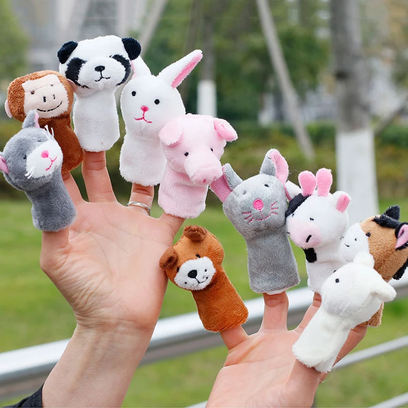 10 шт./компл. Мультяшные животные пальчиковые куклы детские плюшевые игрушки для