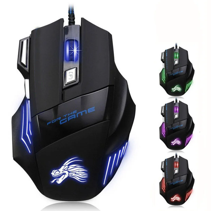 Ergonomic Wired Gaming Mouse 7 Button 5500 DPI LED USB Computer Mouse Gamer Mice X7 Silent Mause With Backlight For PC Laptop A