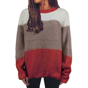 

Striped Loose Ladies Sweater Pullover 2020 Autumn Winter New Arrival Green Jumpers Knit Sweaters Women Pull Femme