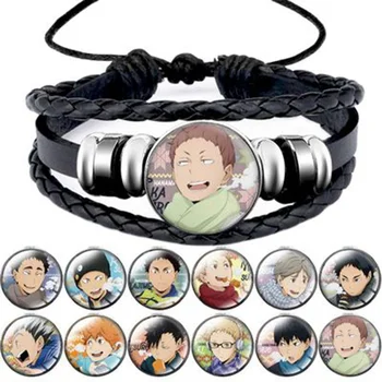 

Haikyuu!! Bracelet Hinata Shoyo Kageyama Tobio Wristband Woven Leather Bracelet Unisex Anime Volleyball Boy Bracelets