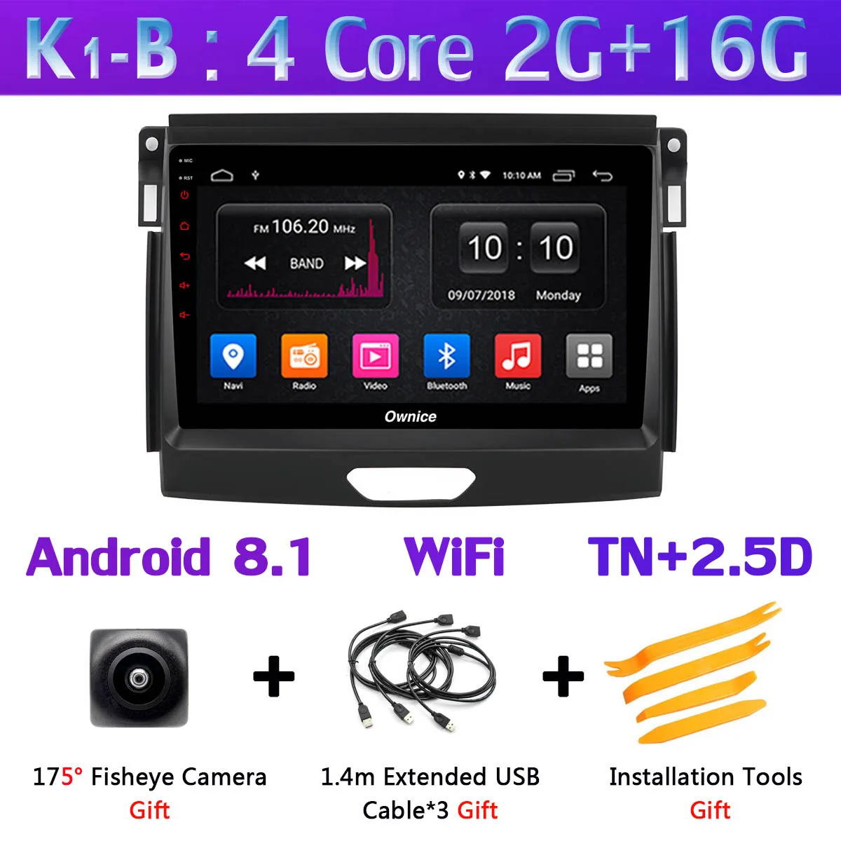 Панорамная камера 360 ° 4G LTE WiFi 8 ядерный Android 9,0 4G+ 64G SPDIF DSP CarPlay Автомобильный плеер для Ford Ranger- gps радио - Цвет: K1-B