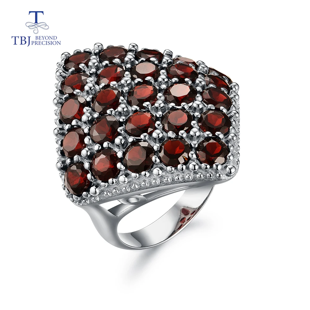 garnet ring Гранат, большое кольцо, натуральный драгоценный камень, Круглый, 4 мм, с 925 стерлингового серебра, хорошее ювелирное изделие для женщин, жены, на день рождения, хороший подарок, tbj продвижение - Цвет камня: garnet ring