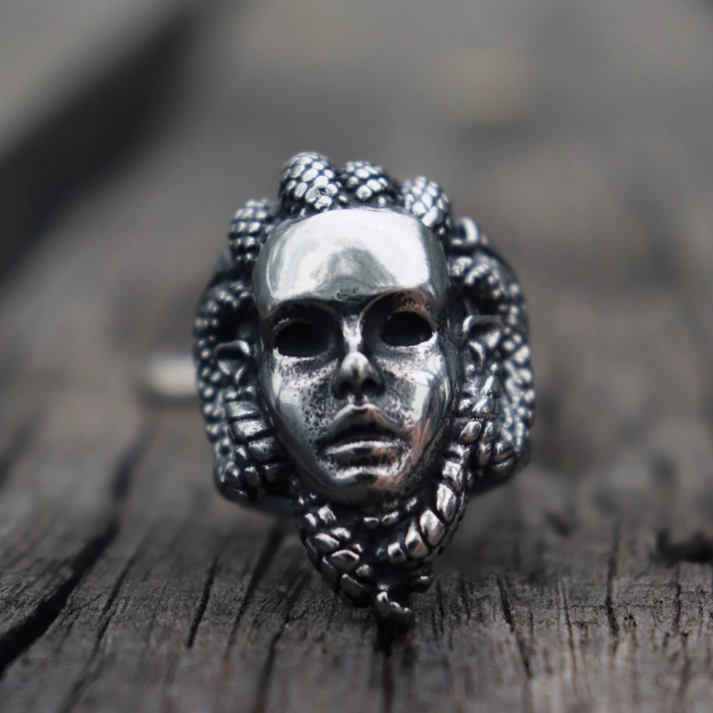 Greek-Mythology-Gorgon-Monster-316L-Stainless-Steel-Rings-Horror-Venomous-Snakes-Snake-Hair-Medusa-Ring-Punk