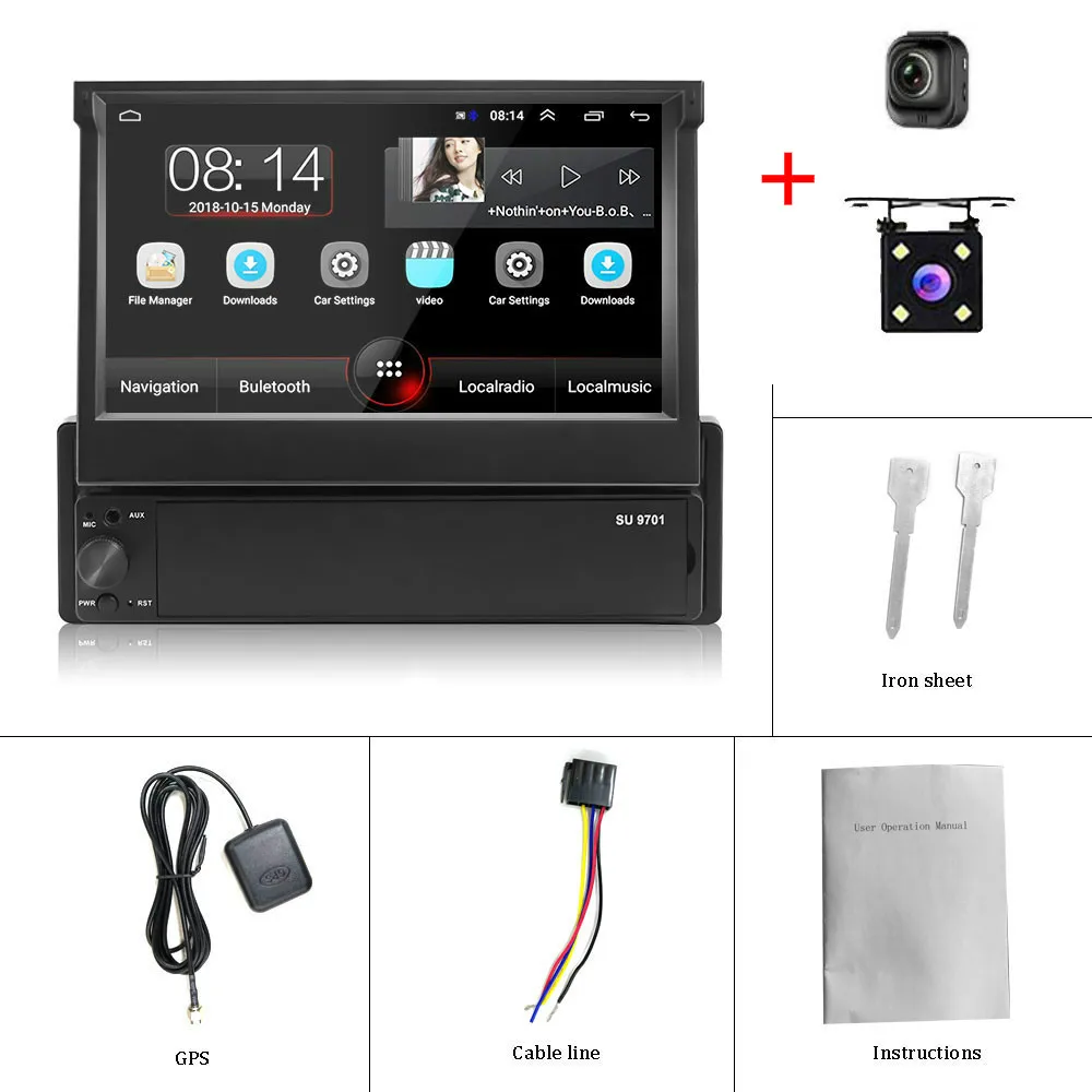 Android Автомагнитола 1 Din " сенсорный экран автомобильный мультимедийный плеер gps навигация Wifi авто MP5 USB FM аудио стерео - Цвет: Recorder 4 LED Cam