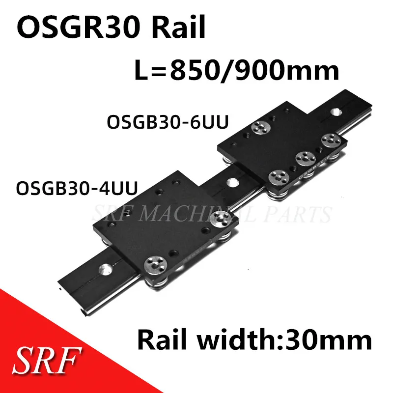Линейная направляющая OSGR30 с квадратным роликом линейная двумя осями длина 850/900