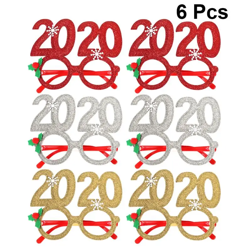 6pcs/Pack 2020 Glasses Funny Happy New Year Christmas Party Accessory Xmas Decoration Glasses For Children Adults