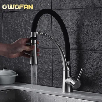 

Kitchen Faucets with Rubber Design Chrome Mixer Faucet for Kitchen Single Handle Pull Down Deck Mounted Crane for Sinks N22-085
