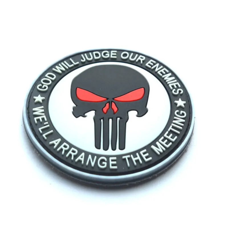 3D Embroidery Punisher Morale Skull 3D Rubber Pvc Board Air Gun Sport Military Tactical Clothes Backpack Badge Patch