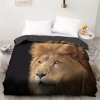 

3D Printed Custom Design Duvet Cover Quilt Comforter Blanket Case Covers Bedding Set Animal Lion 240x220cm Black Home Textile