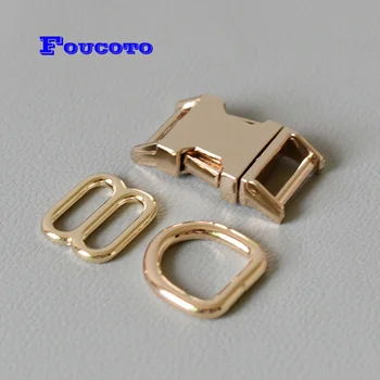 

200 sets/lot Metal D rings slider tri-glide release clip belt buckle 15mm for paracord dog cat collar clip hook DIY accessories