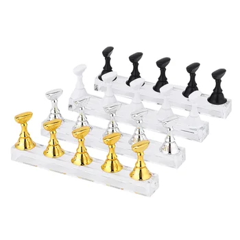 

4 Sets/20pcs Nail Checkerboard Plastic Bracket Display Stand Practice Nail Support Base Nail Holder Practice Rack for Shop (Silv