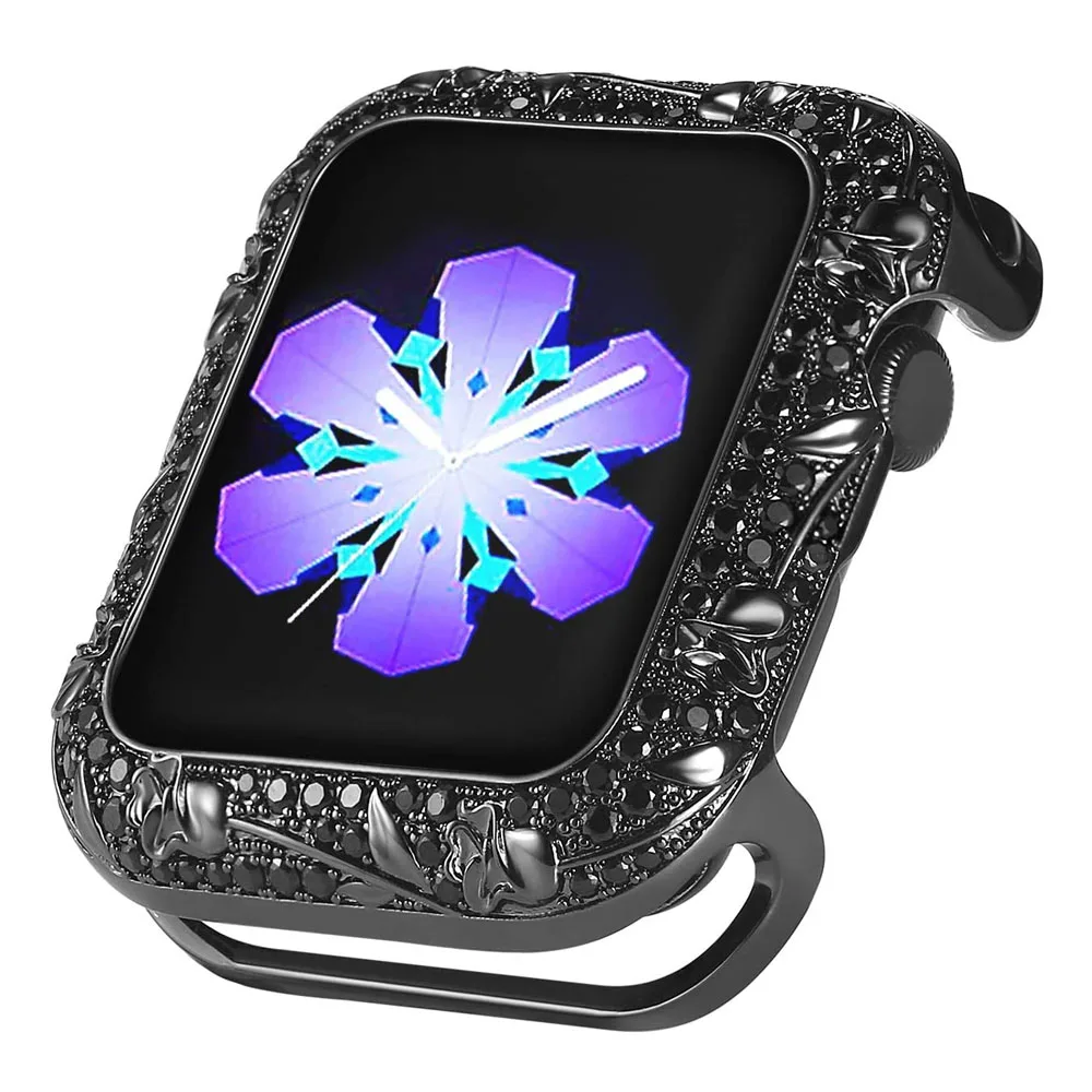 

Loose Watch Case for Apple Watch 40mm 44mm Diamond Bling Frame Cover Zircon Crystal Bezel Luxury Metal Brass