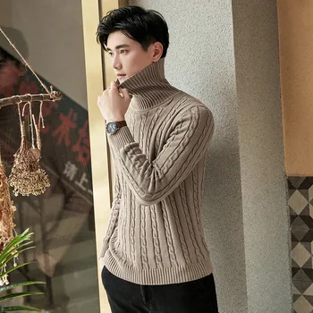 

The new Korean version of a pure cotton youth sweater men's thick winter neckline casual sweater men's wholesale