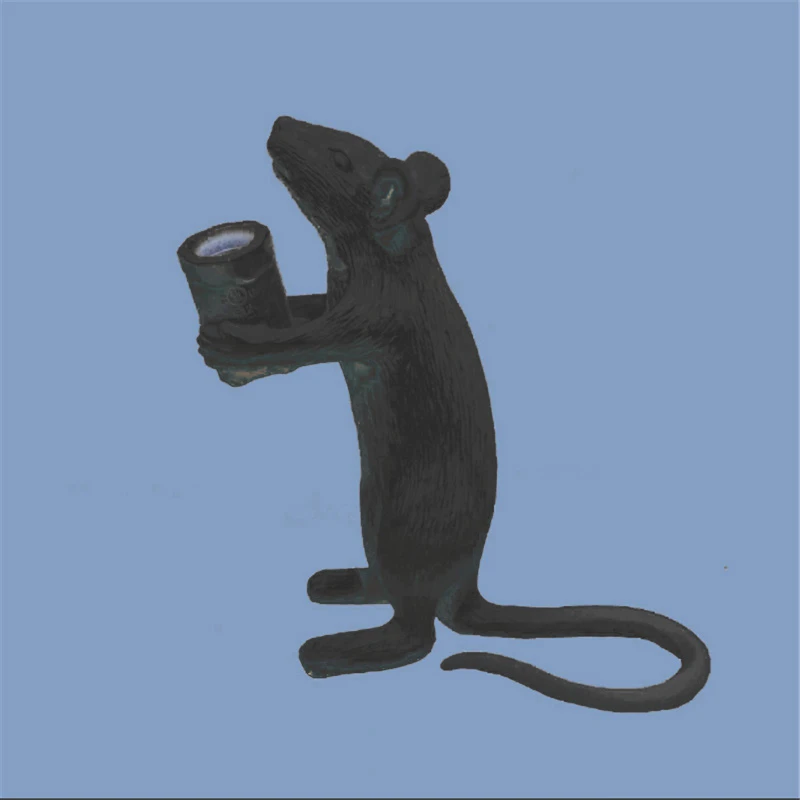 Креативный ночник с мышкой из мультфильма, детский прикроватный ночник для спальни, детский домашний декор, светодиодный светильник в виде животного, туалетный светильник - Испускаемый цвет: black A