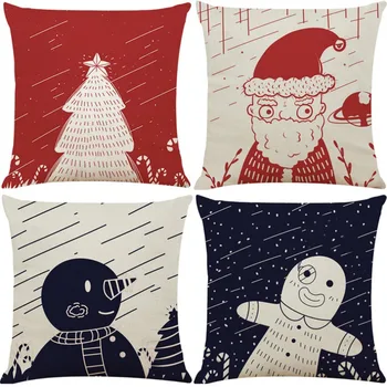 

Christmas Cartoon Santa Reindeer Christmas Tree Snowman Sock Pattern Throw Pillow Case Christmas Decorative Pillowcases 45x45cm