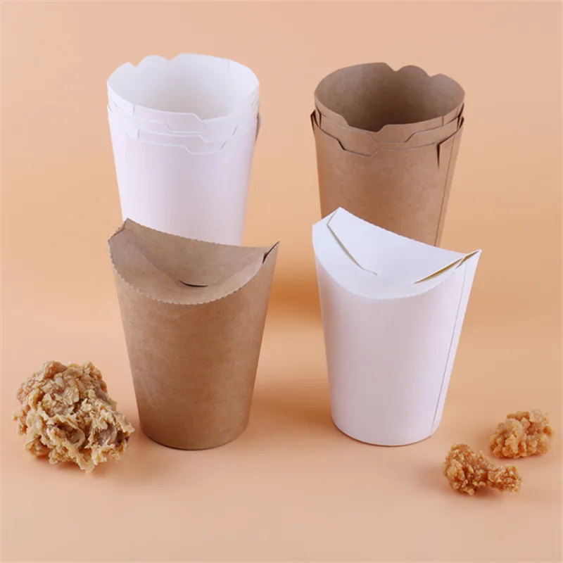 

50pcs High quality kraft paper disposable food packaging takeaway box small salad package paper cups round snack lunch boxes