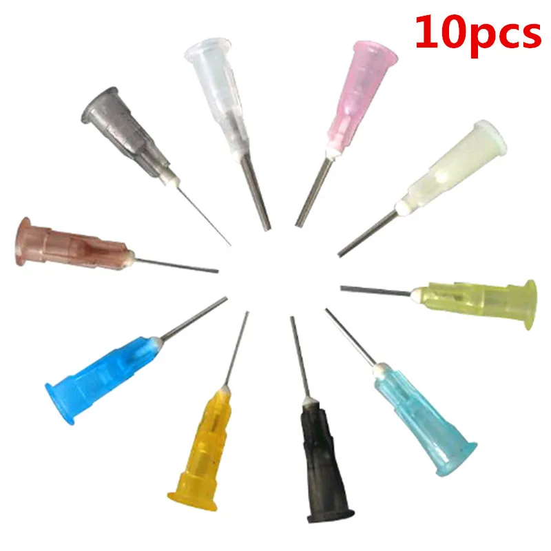 10pcs Dispensing Bayonet Needles Tips For Liquid Dispenser Syringe Gauge color Sent Randomly