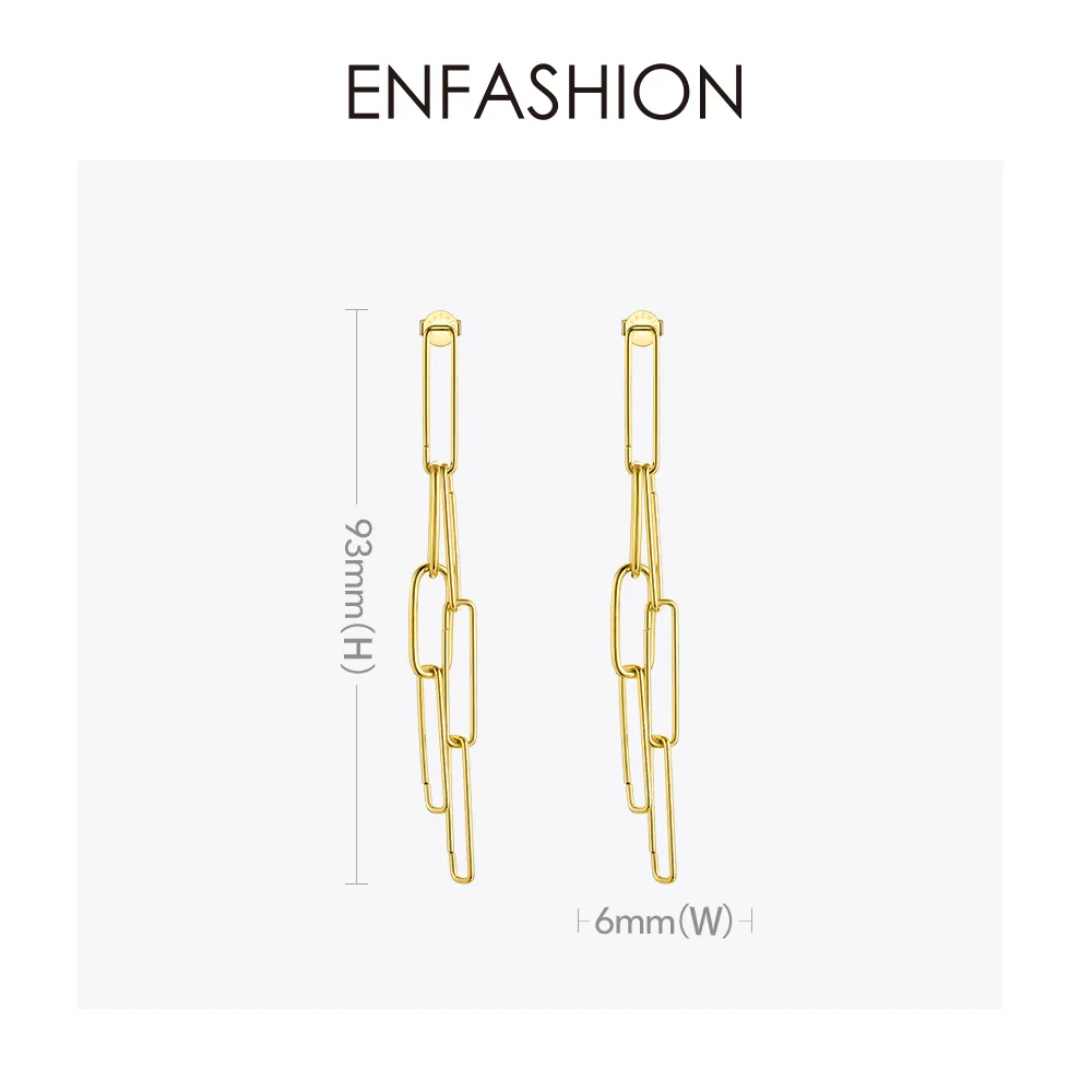 Женские серьги подвески ENFASHION Boho простые золотистого цвета с длинной кисточкой