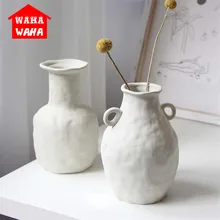 Белая керамическая ваза, ваза с сушеным цветком, китайская Искусство и ремесла, Декор, Контрактная фарфоровая ваза для цветов, креативный подарок, домашний декор