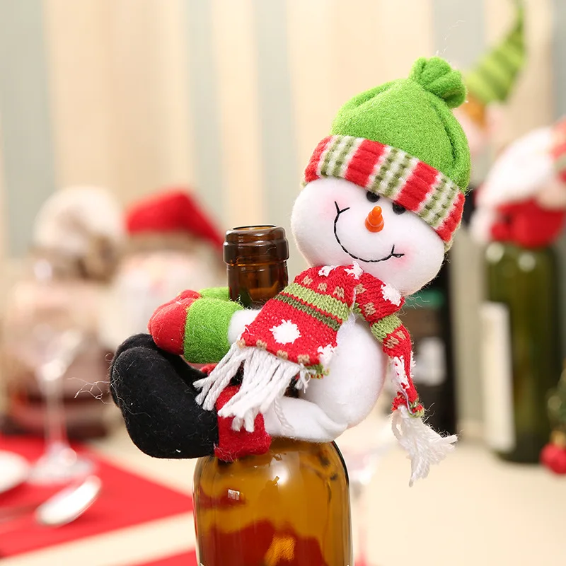 Christmas Decorations for Home Santa Claus Snowman Wine Bottle Dust Cover New Year Dinner Table Decor Noel Xmas Gift - Цвет: snowman
