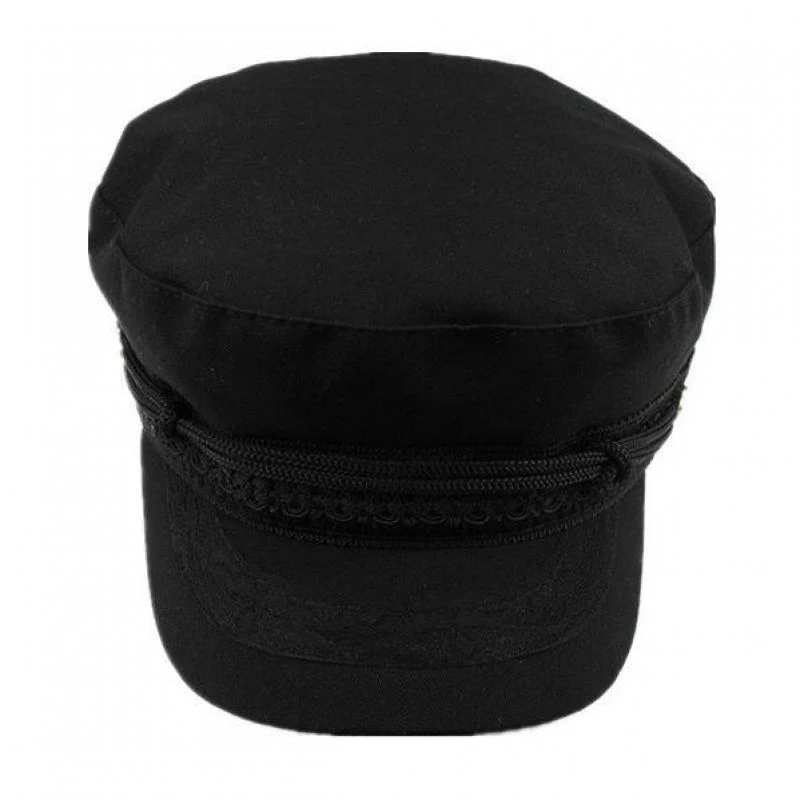 Шляпа шляпы с плоским верхом для женщин Черная Женская кепка