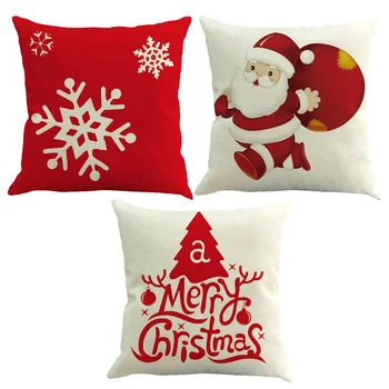 

3Pcs Linen Pillow Cover Xmas Pillow Case for Decor Pillow Christmas