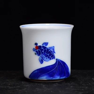 Белый фарфор Dehua ручная роспись маленькая чайная чашка керамический домашний Тонкий колпачок шины кунг-фу зеленый чай галстук Guan Yin мастер чашка чайная посуда - Цвет: C