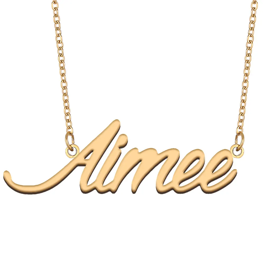 

Aimee Name Necklace for Women Personalized Stainless Steel Jewelry Gold Plated Nameplate Pendant Femme Mothers Girlfriend Gift
