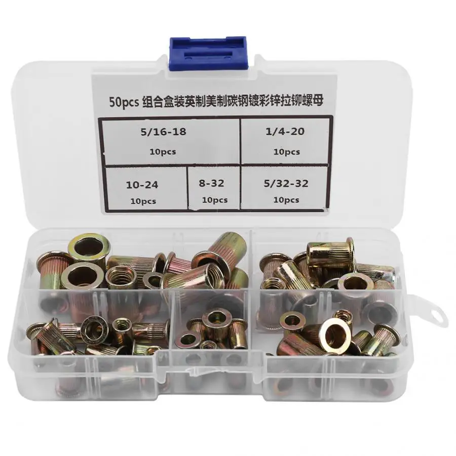 

Stainless Steel Square Nuts 50Pcs Plated Carbon Steel Flat Threaded Rivet Nut Flange Rivnut Nutsert Fastener Wood Screw And Nut