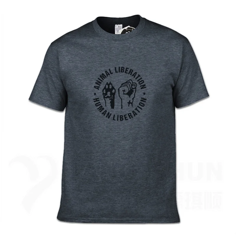 Dark gray 2 Футболка с надписью «ANIMAL LIBERATION-HUMAN LIBERATION», индивидуальная футболка с жестом, бутик, 16 цветов, чистый хлопок, футболка унисекс - Цвет: Dark gray 2