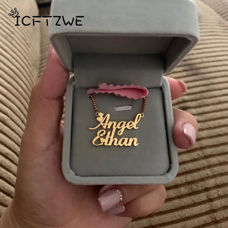 Custom Double Names Necklaces For Women Personalized Stainless Steel Chain Pendant Choker Holiday Jewelry Gift Bijoux Femme