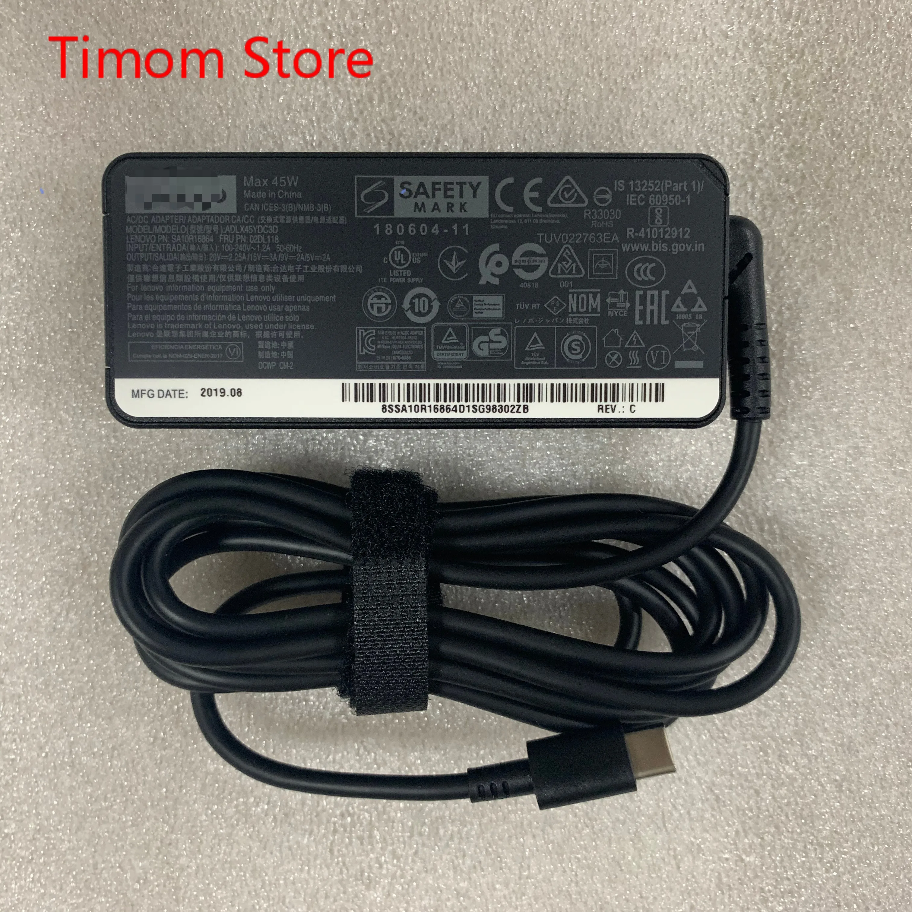 

ADLX45YDC3D FRU/PN 02DL118 45W 20V 15V 9V 5V USB-C Charger for Lenovo ThinkPad Laptop Type-C 3pin Adapter