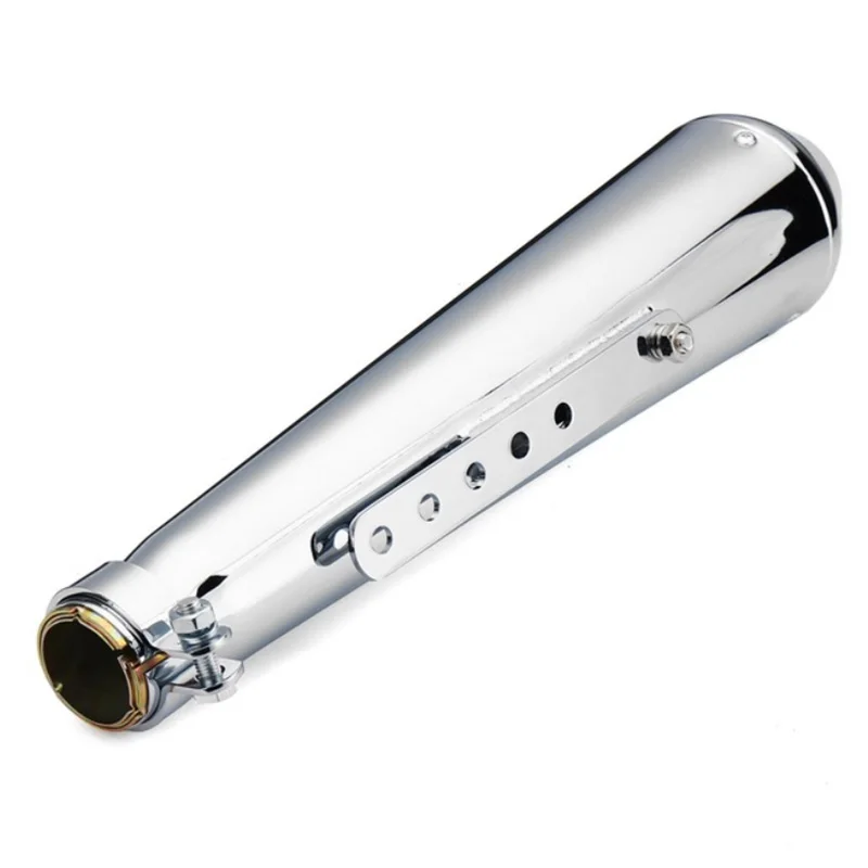 

NEW-Motorcycle Cafe Racer Exhaust Pipe with Sliding Bracket Matte Silver all