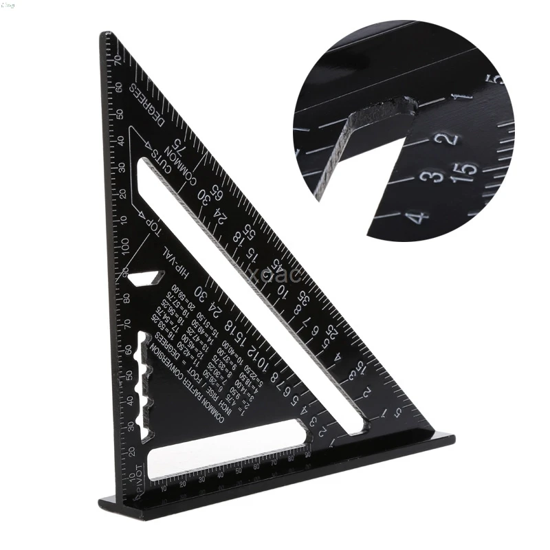 

7'' Metric Aluminum Alloy Speed Square Roofing Triangle Angle Protractor Square Carpenter's Measuring Sharpeners M12 dropship